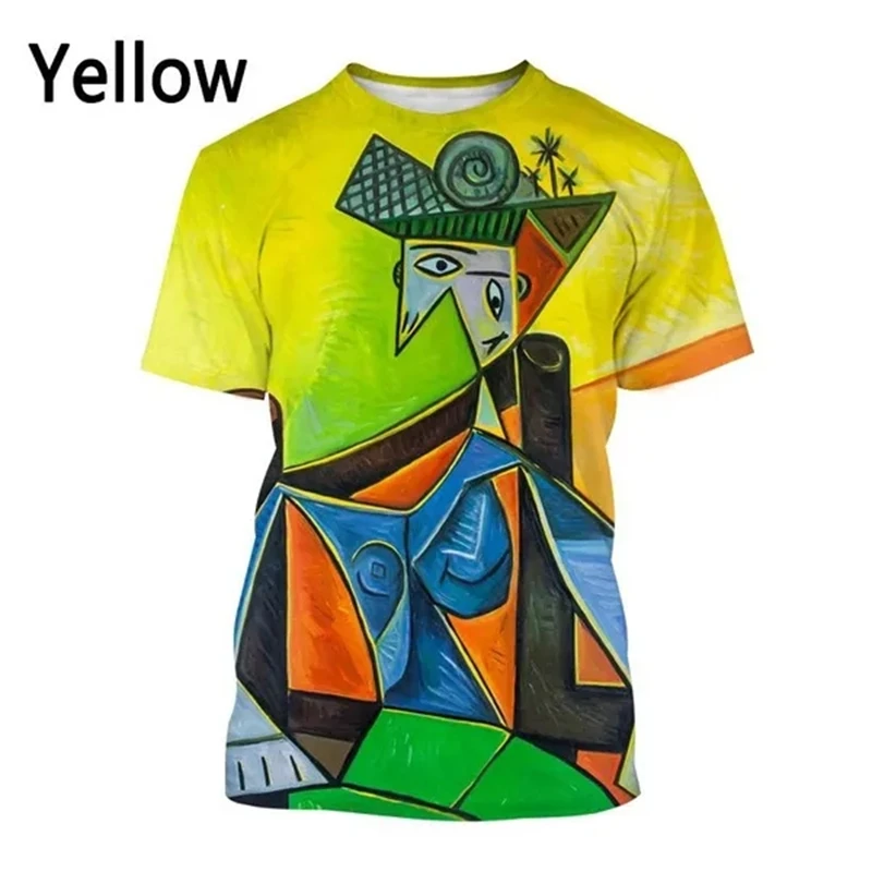 3D Printed T-shirt Pablo Picasso Classic Oil Painting T Shirts Men\'s And Women\'s Clothing Summer Casual Short-sleeved Tops Tees