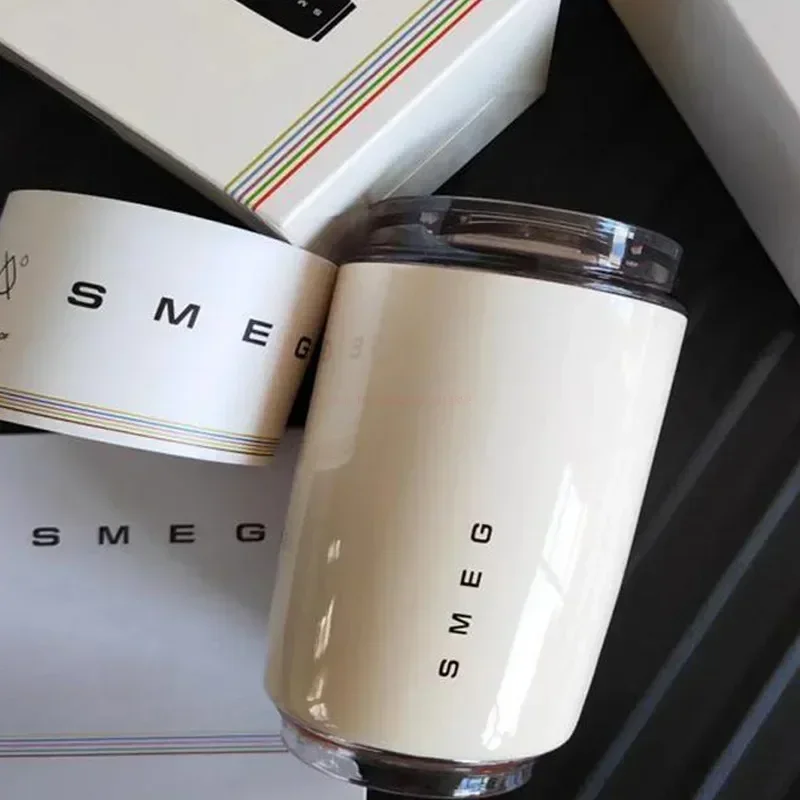 Smeg 350ml Portable Travel Bottle Coffee Mug Milk Thermos Bottle Couples Stainless Steel Insulated Cup Drinking Cups Office Gift