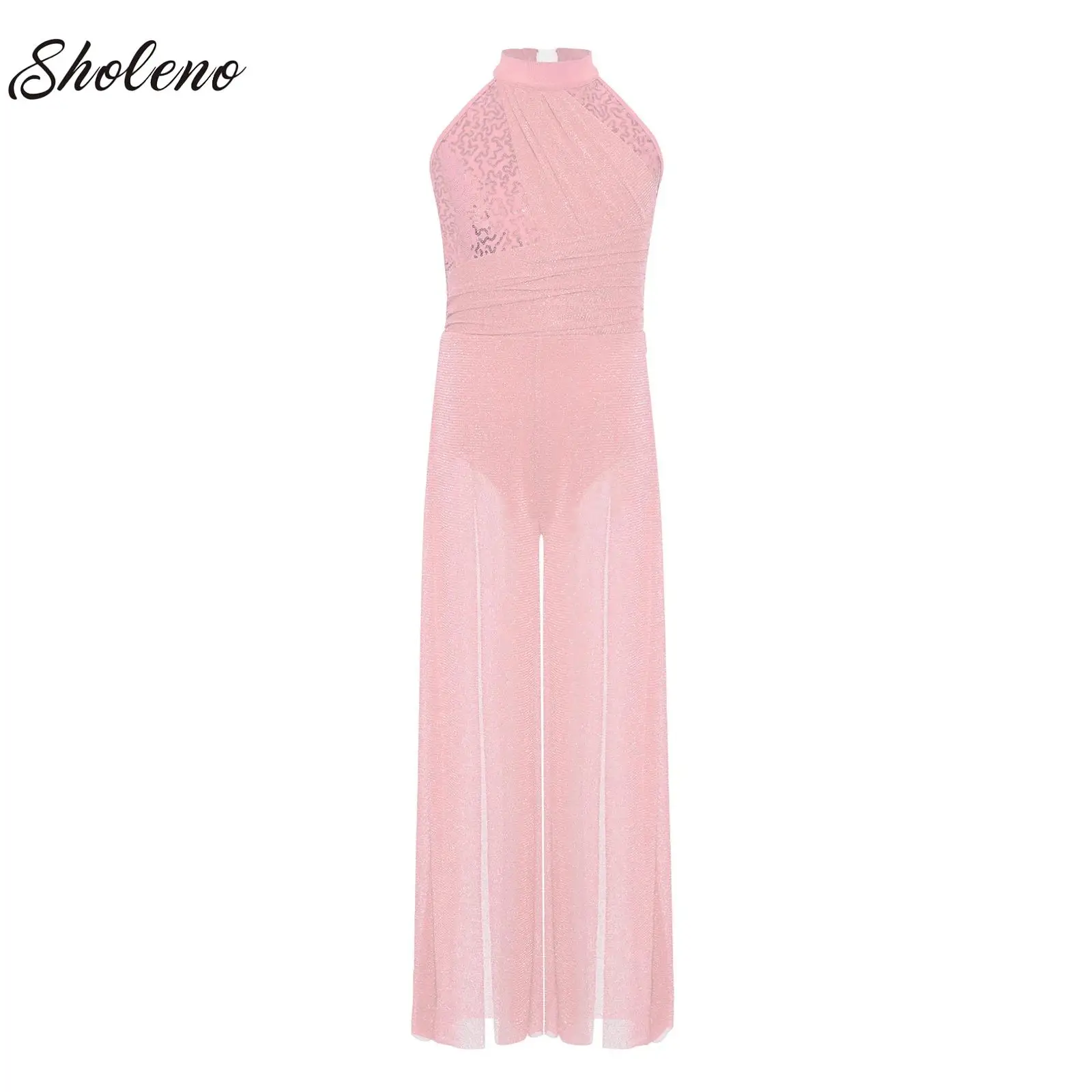 

Kids Girls Rhythmic Gymnastics Ballet Lyrical Latin Dance Performance Costume Shimmery Sequins Leotard Waltz Tango Ballet Jersey