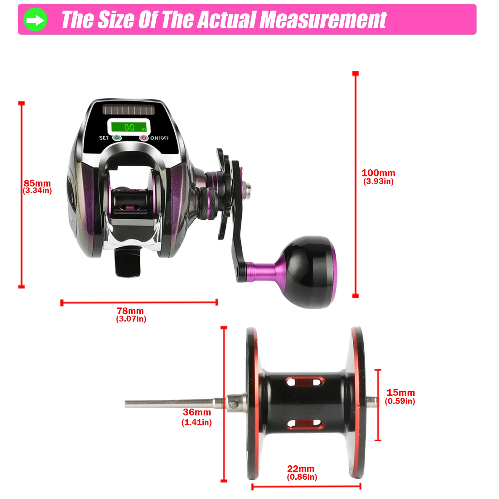 Electronic Fishing Reel Accessories Pesca Mar 6.3:1/8.0:1 Baitcasting Usb Solar Charging Ratio Waterproof Moulinet Peche En Mer