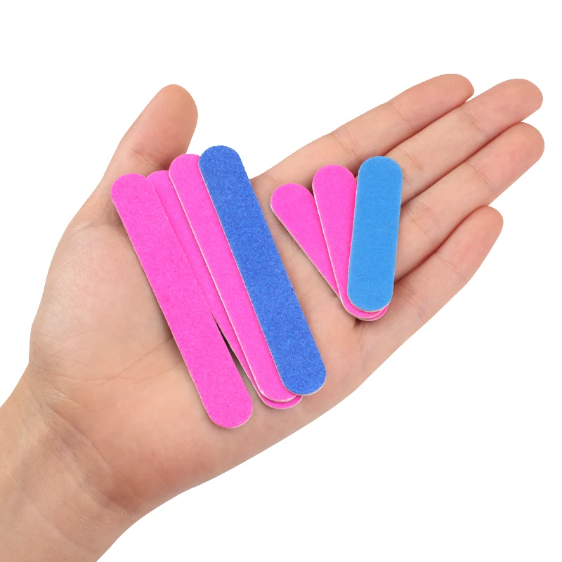 100Pcs Mini Wood Nail Files Disposable Double-sided Pedicure Grinding Nail Manicure Tools 180/240 Wooden Nail Buffer Thick Stick