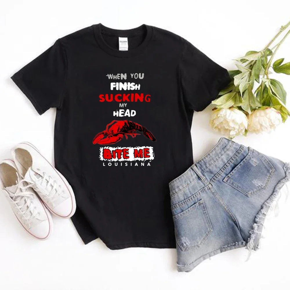 Funny Graphic T Shirt When You Finish Sucking My Head Bite Me T-Shirt Short Sleeve Unisex T Shirt Meme Joke T-shirt Vintage Tees