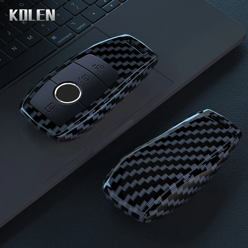 ABS Carbon Fiber Car Key Case Cover Shell For Mercedes Benz A C E S G Class GLC CLE CLA GLB GLS W177 W205 W213 W222 X167 AMG Fob