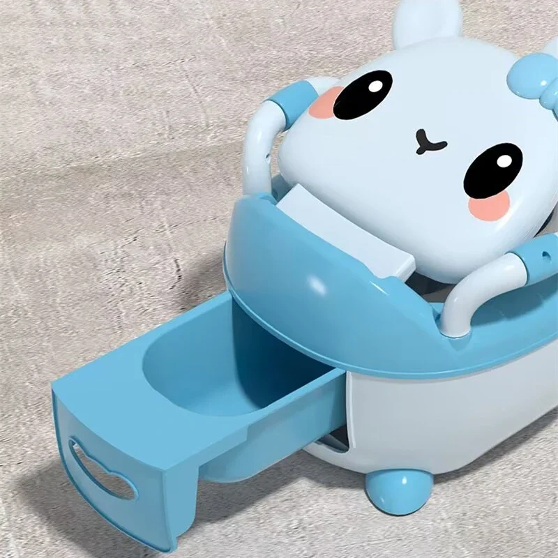 Portable Kids Toilet Seat Baby Bowl Toilet Potty Training Seat with Backrest and Anti-slip Cartoon Toddlers Potty Commode Chair