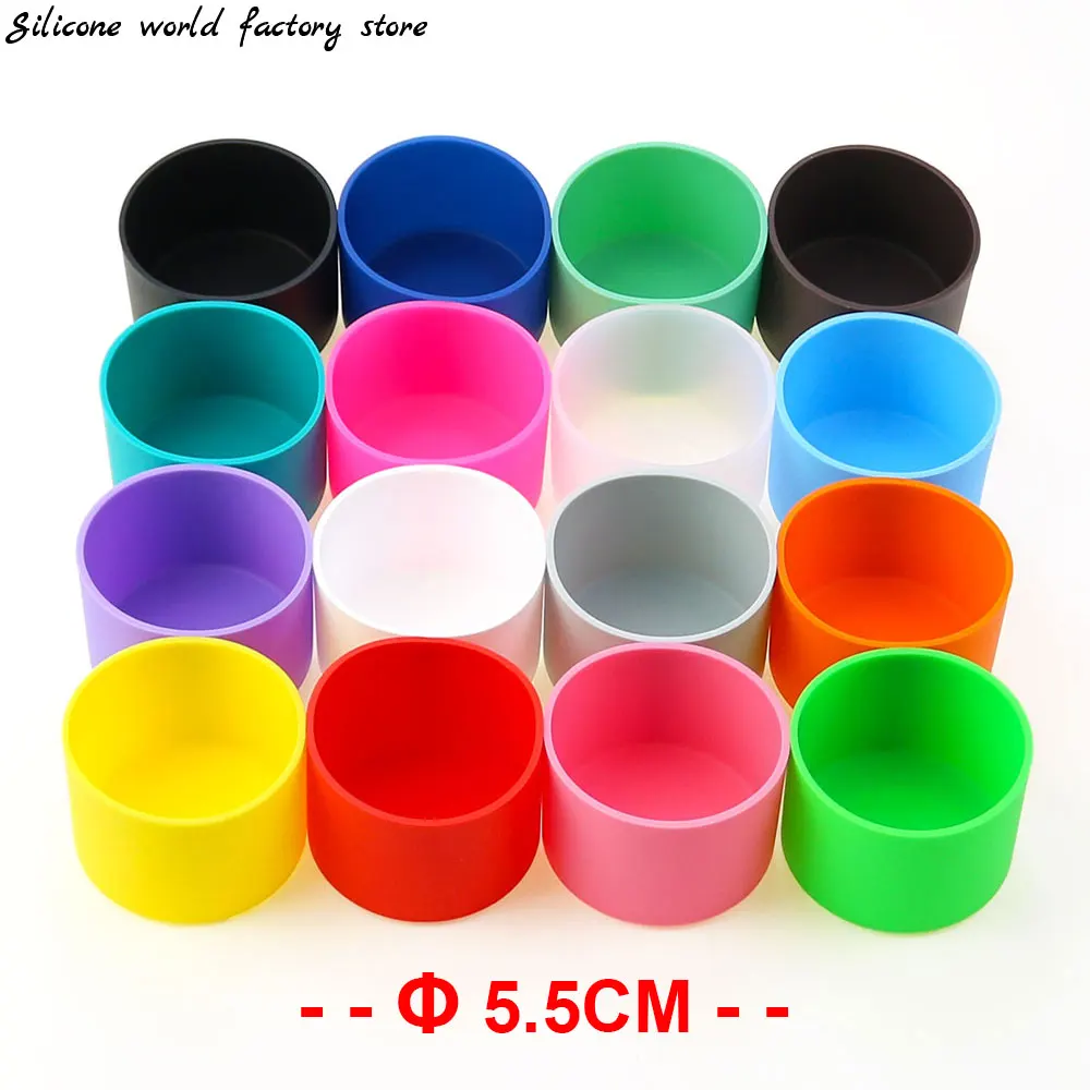 17 Colors 5.5CM Silicone Cup Bottom Cover 55MM Bottle Cover Cup Heat Insulation Bottom Cover Anti Slip Bottle Sleeve Sheath