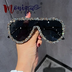 New Sunglasses Women Brand Designer Luxury Rhinestones One Piece Sun Glasses Men Hip Hop Shades Eyewear Oculos De Sol