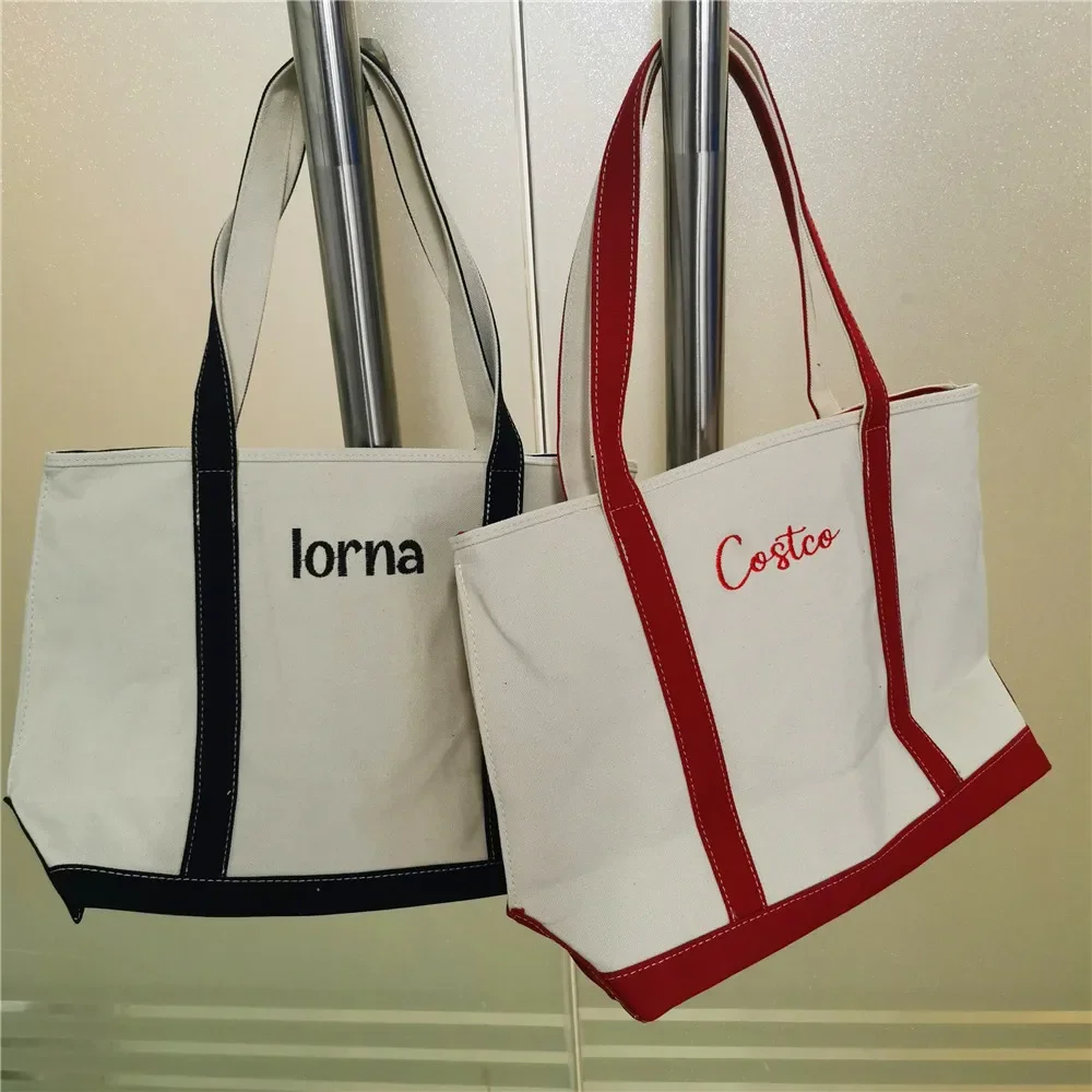 Large Capacity Canvas Tote Bag Custom Embroidered Name Tote Bag Ladies Boat Tote Bag Personalized Hen Party Bride Gift Totes