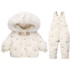 Children Duck Down Jacket Jumpsuit 2pcs Clothing Set Suit Boy Winter Baby Girl Snowsuit Coat Kids Parkas Outwear Toddler Clothes