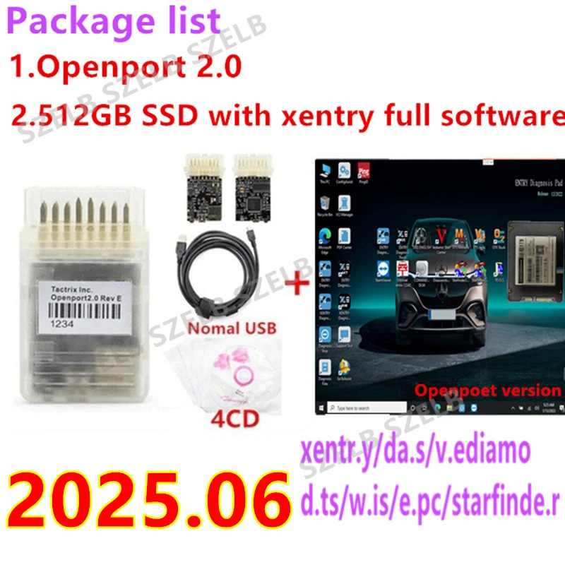 Neuestes 2025.06 Xentry Passthru J2534 Vediamo DT.S WIS EPC Star.Finders mit Tactrix Openport 2.0 OBD2 Scanner-Tool Online-Installation