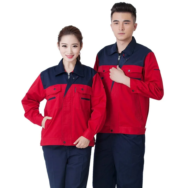 Spring and Autumn Work Clothes Labor Protection Work Clothes Color-blocked Long-sleeved Workshop Clothes Auto Repair Clothes