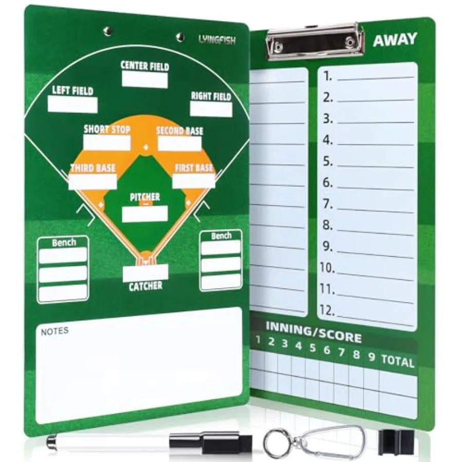 

Dry Erase Coaches Clipboard Reuse Baseball Dry Erase Coaching Board Double-Sided Baseball White Board for Coaches Writable and