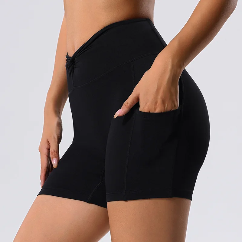 New V Cross Waist Yoga Shorts for Women Gym Shorts Scrunch Butt Workout Shorts Women Running Fitness Shorts