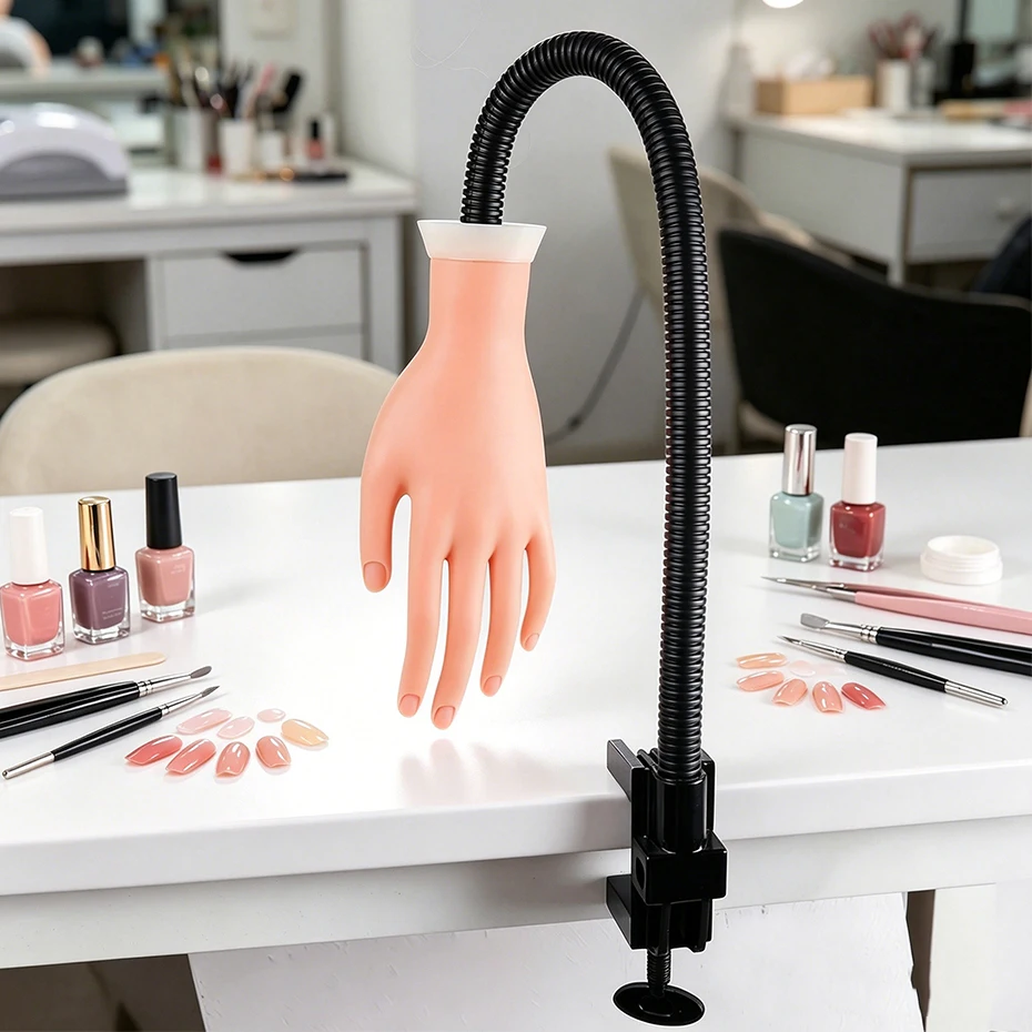 

1PC Professional Fake Nail Practice Hand Soft Flexible Finger Model Beginner Training Tool Nails Display Salon Manicure Supplies
