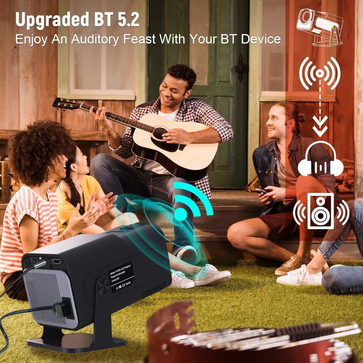 

Projector Netflix Officially Licensed HY320 NTV Android 13 1080P 500ANSI Amlogic S950D4 WIFi6.0 BT5.2 Mini 4K Projector