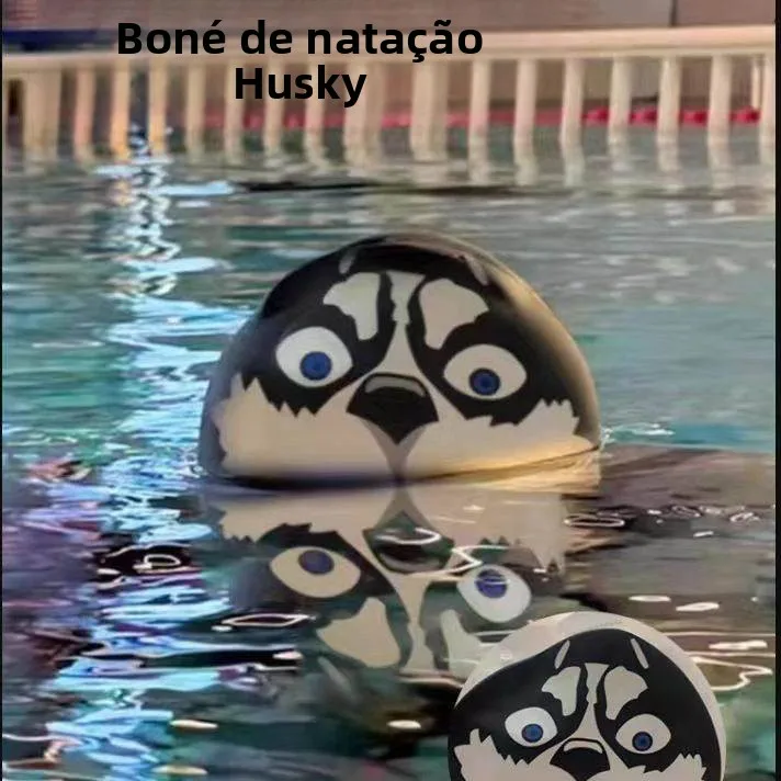 touca-de-natacao-pinguim-unissex-silicone-alta-elasticidade-a-prova-d'agua-tamanho-grande-confortavel-design-fofo-de-de