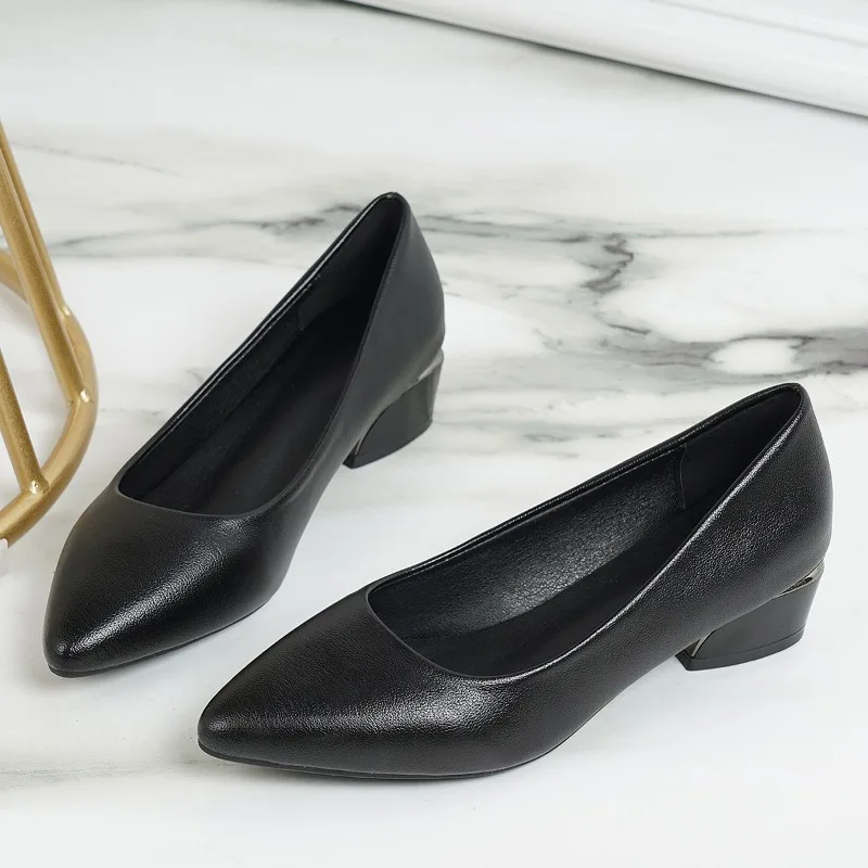 3.5cm Low Heel Ladies' Office High Heels Classic Black Wine Red Work Shoes Women Fashion Comfort Soft Soled Casual Single Shoes view 6