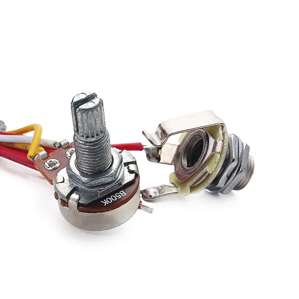 

Durable Electric Guitar Wiring Harness 1T1V 500k Pots Kit Toggle Switches Sturdy Reliable Low Noise Easy Soldering