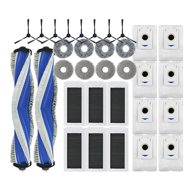 أجزاء المكنسة الكهربائية A02V-32PCS لـ ECOVACS DEEBOT X5 OMNI/X5 PRO OMNI/X5 PRO–قماش ممسحة، فلتر Hepa، فرشاة رئيسية وجانبية متضمنة