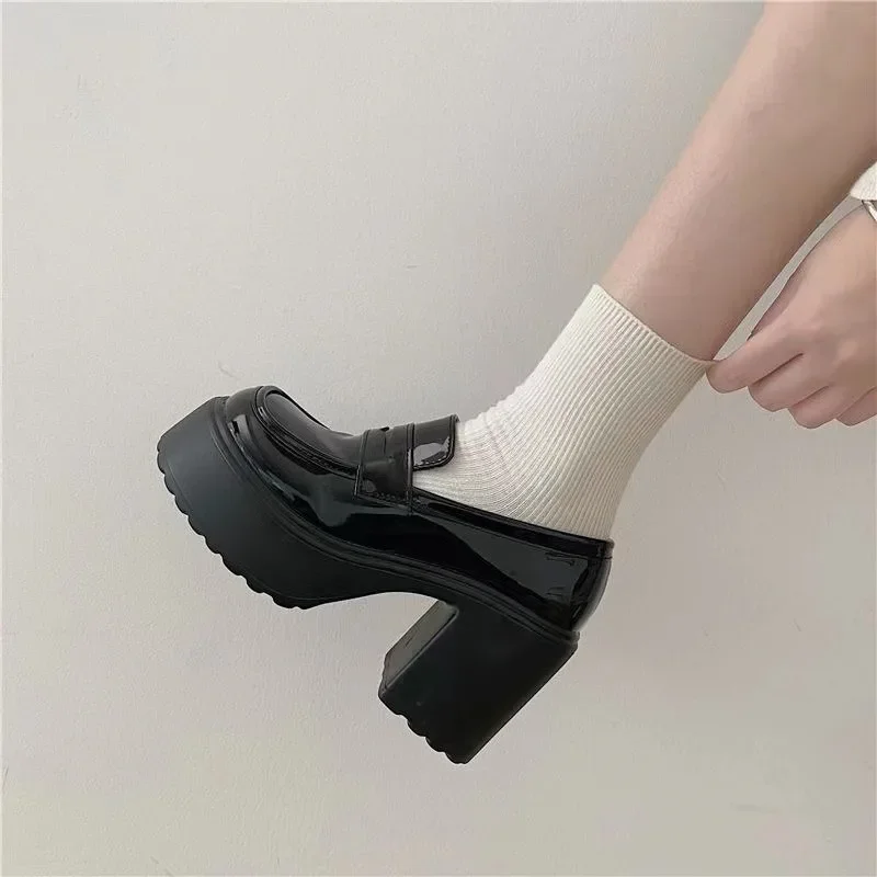 Scarpe classiche Mary Jane da donna Moda Comfort Scarpe Lolita Mocassini con suola spessa Tacchi alti Scarpe da donna in pelle Zapatos De Mujer