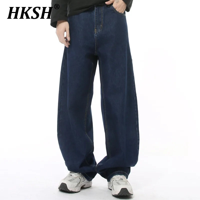 

HKSH Spring Summer New Men Tide Y2K Original Design High Street Baggy Korean Wide Leg Denim Pants Washed Casual Jeans Ins HK5594