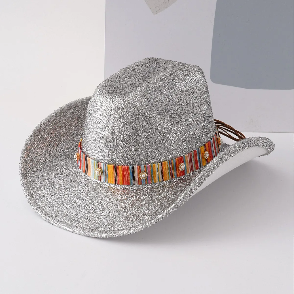 

HongLuan Vintage Silver Fedora Top Panama Hat Woman & Felt Fascinators Sequin Hats Woman, Flat Wide Brim Party Caps for Man