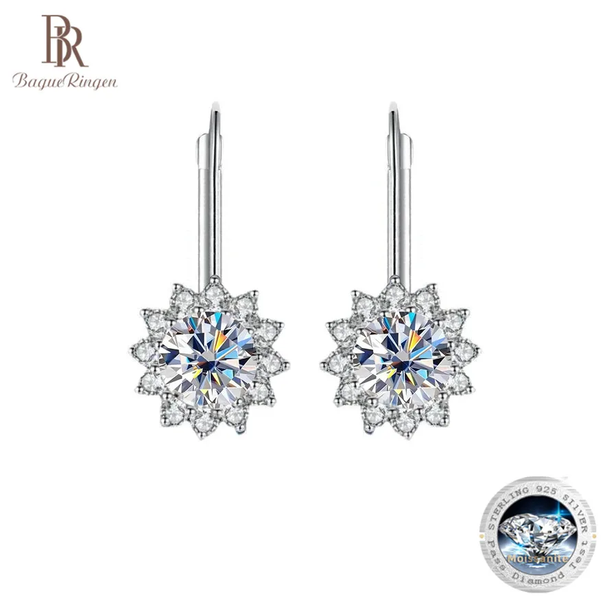 

Bague Ringen Silver 925 White Moissanite Gem Pendant Earrings, Women's Fashionable and Elegant Valentine's Day Birthday Gift