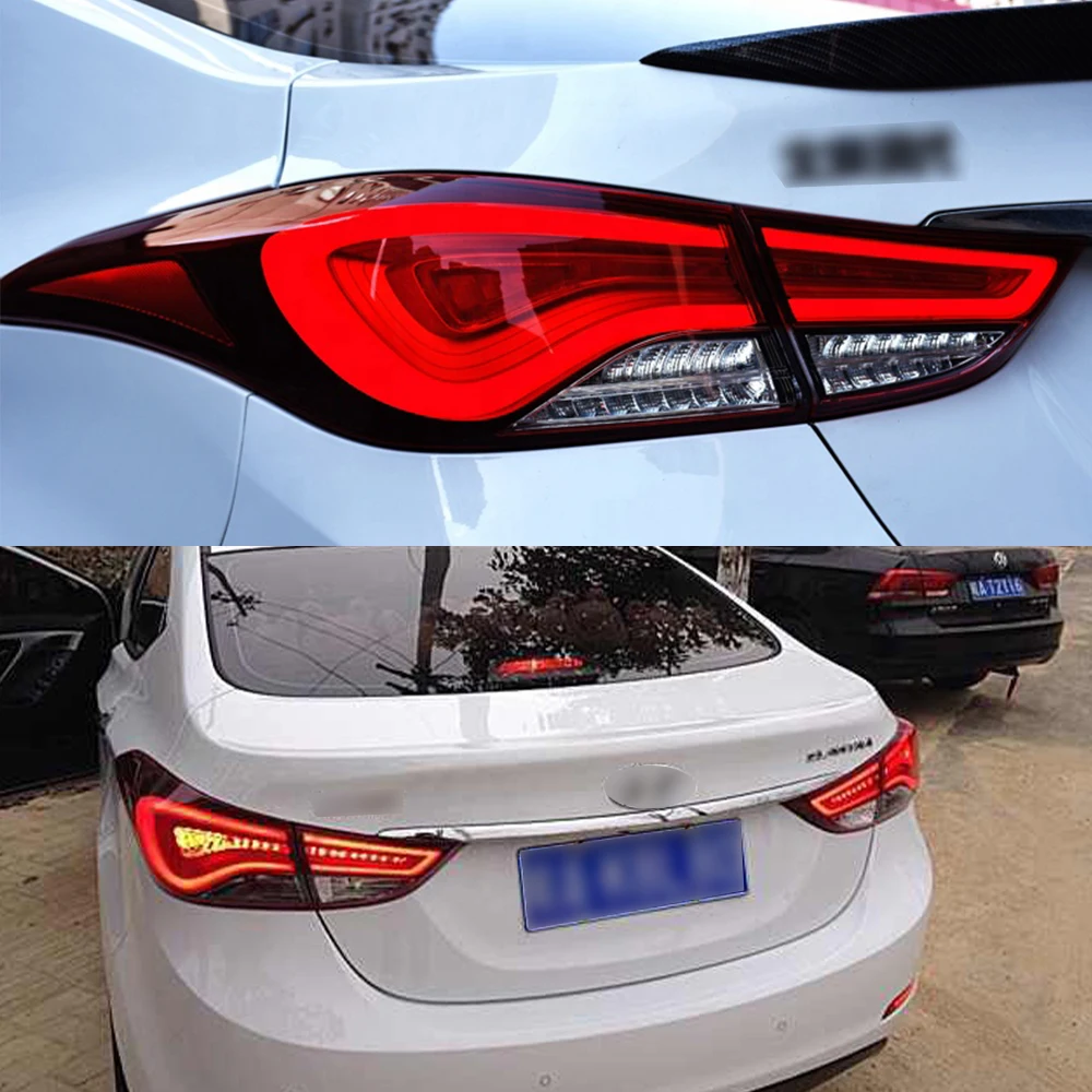 Pair Of LED Tail Lights For Hyundai Elantra 2012-2014 DRL Fog Reverse Brake Signal Plug And Play Car Rear Tail Light Assembly
