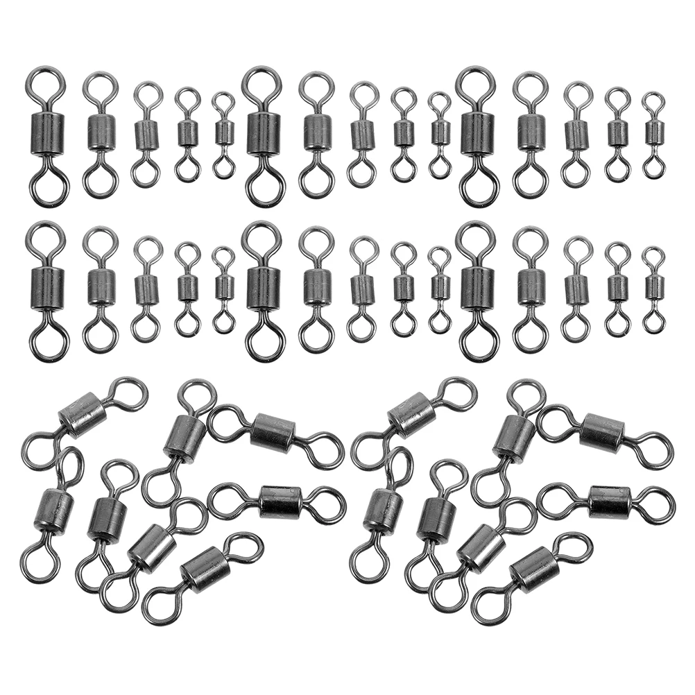 

210 Pcs Fishing Swivel Connectors High Carbon Steel Rotary Ring Set Durable Smooth Rolling Tackle Accessories Outdoor