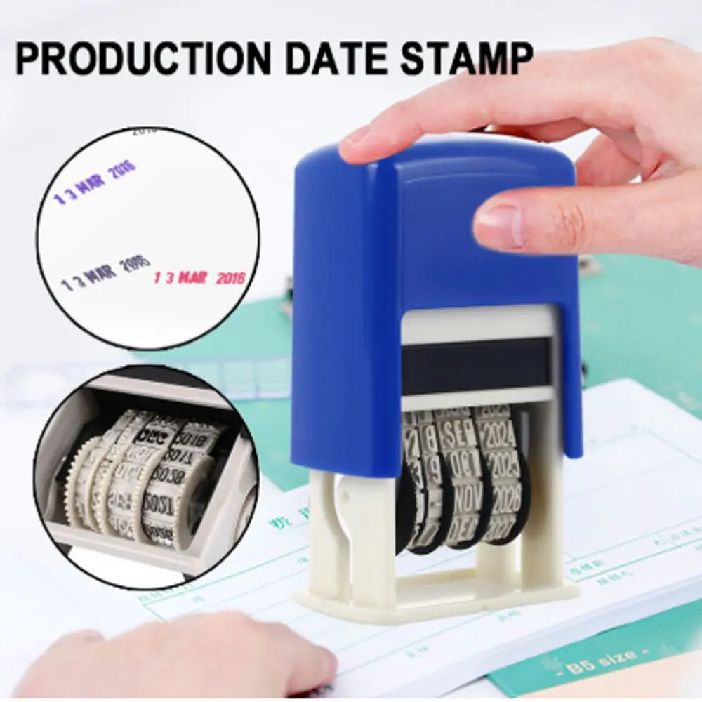 Ink Date Stamp Engllish Seals Plastic Multicolor Square DIY Scrapbook Stationery School Office Supplies Durable