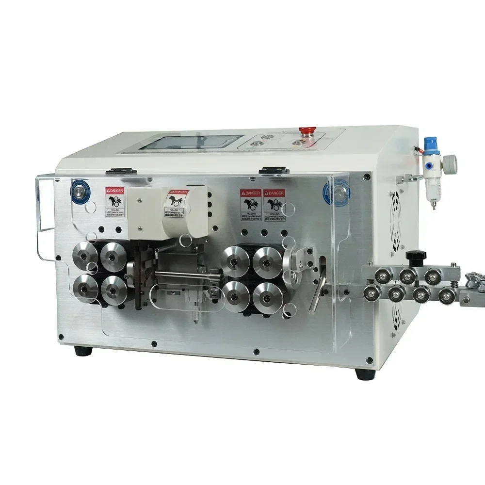 Upgraded SWT-608-YHT5 High Speed Round Sheath 850W Double Wire Layer Peeling Machine 8 Wheels Touch Screen Control 220V 110V