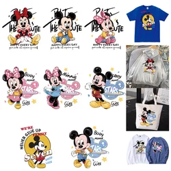 Disney Mickey Mouse Minnie Mouse wzór odzieży naszywki termoprzylepne DIY nadrukowane winylowe naklejki do naprasowania na ubrania