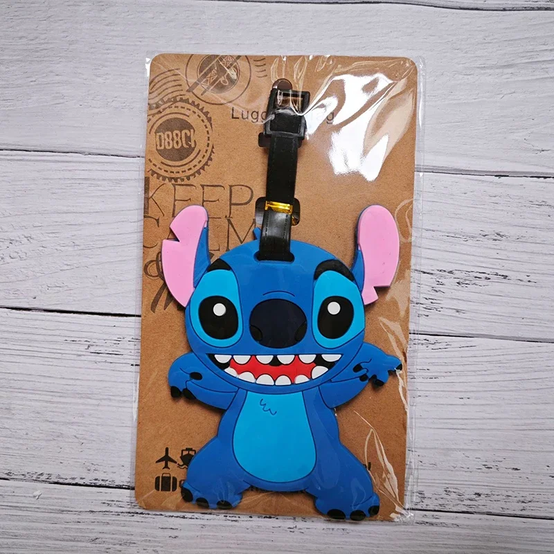 Disney Lilo & Stitch Luggage Tags Kawaii Anime Figures Suitcase Tag Travel Accessories PVC Baggage Holder Label Bag Pendant Gift