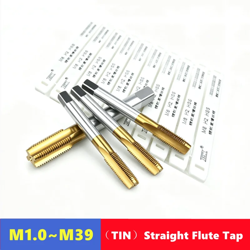 Titanium Coated HSS Straight Flute Machine Tap M1-M39, for Internal Thread Tapping Tool in Machine Tools