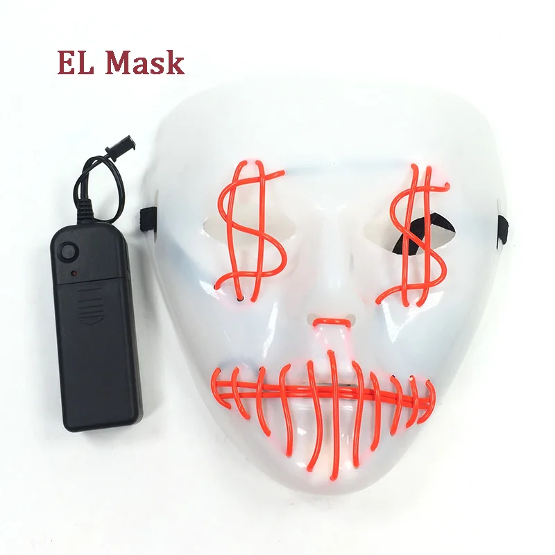 قناع إضاءة LED قناع فم مخيط الانارة لجميع القديسين حفلة تنكرية للنوادي الليلية DJ 10 ألوان حدد قناع Led الدعائم #6