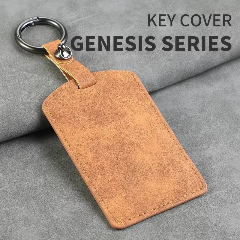 Car Remote NFC Key Case Full Cover Fob Leather Protector Shell For Genesis GV60 Card 2023 Pure Electric G80 Keychain Accessories
