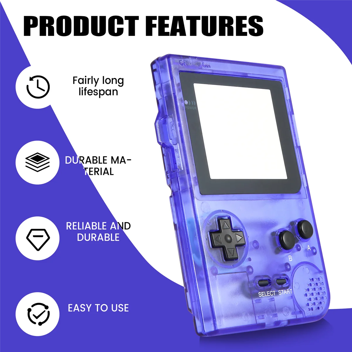 AT-Shell Replacement for Gameboy Pocket Game Console for GBP Shell Case with Buttons Kit Class Lens Translucent Deep