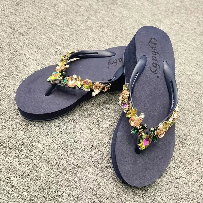 Fashion Women Summer sexy Slippers Rhinestones Decoration Sandals Outside Non-Slip Slides Flip Flop Casual Indoor Shoes Female