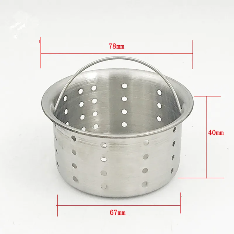1Pcs Stainless Steel Kitchen Sink Strainer with Handle Basin Drain Filter Basket Kitchen Waste Disposal Accessory