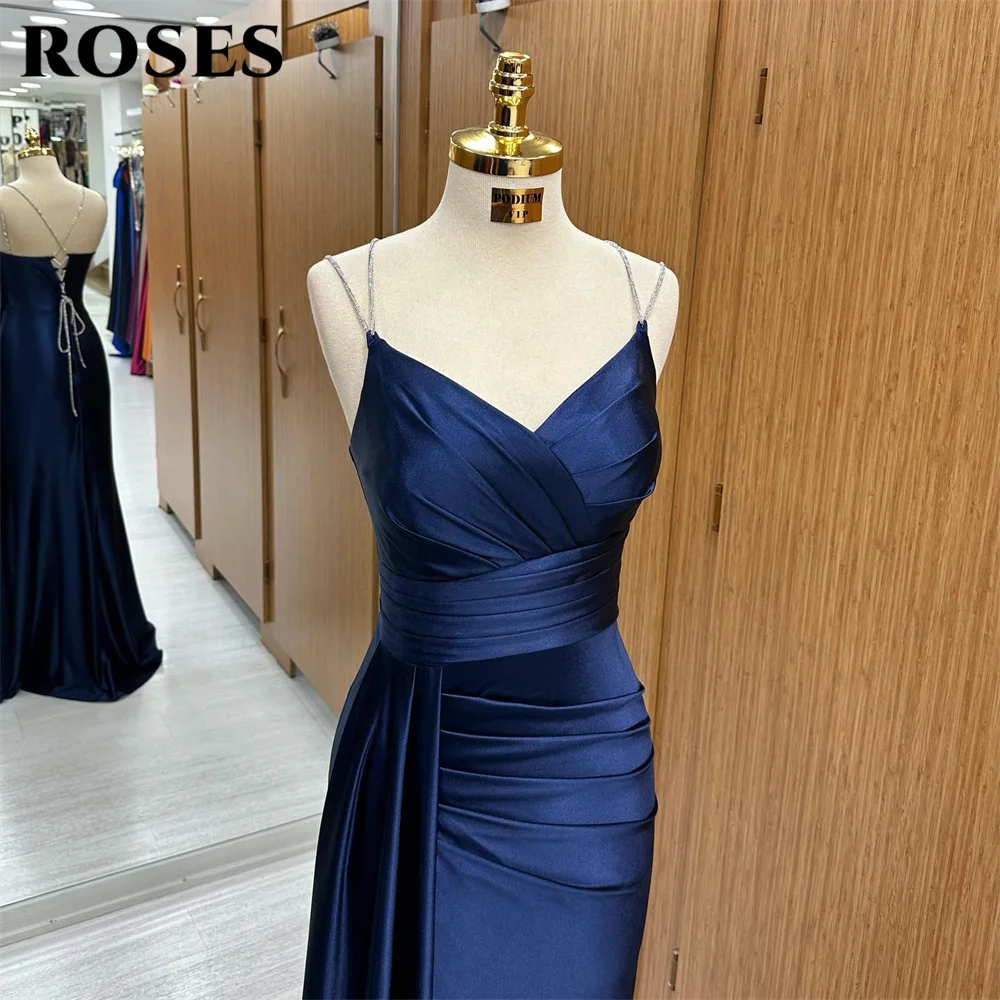 ROSES-vestido encantador com Spaghetti Strap, azul royal escuro, vestido de baile, vestido formal, vestido nas costas, vestido de noite formal