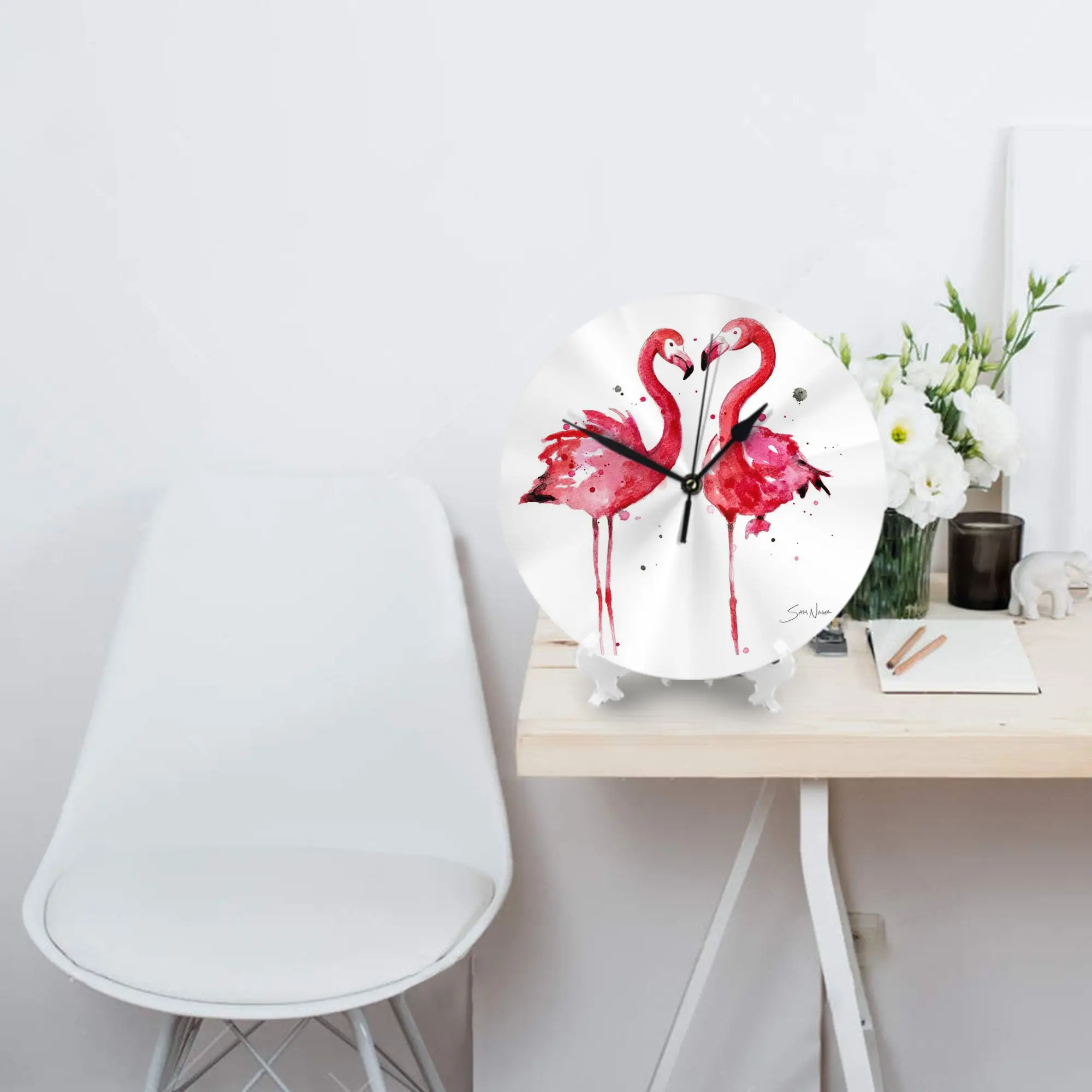 

Настенные часы с розовыми фламинго, украшение комнаты, бесшумные круглые часы для спальни, гостиной, кухни, дома