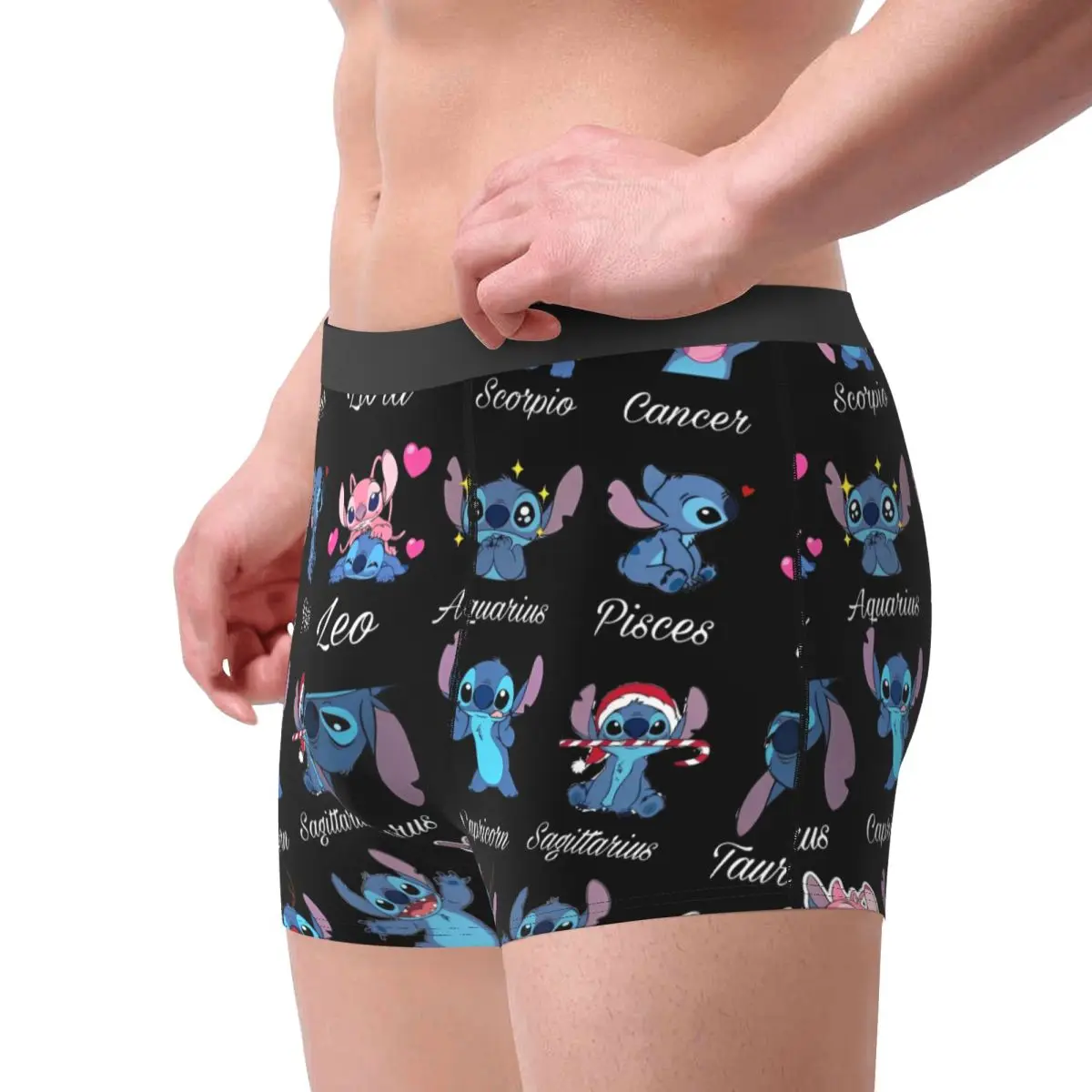 MINISO Stitch ชุดชั้นในการ์ตูน Kawaii กางเกงในชายพิมพ์ตลก Boxershorts ขายร้อน Boxer Brief Plus ขนาด