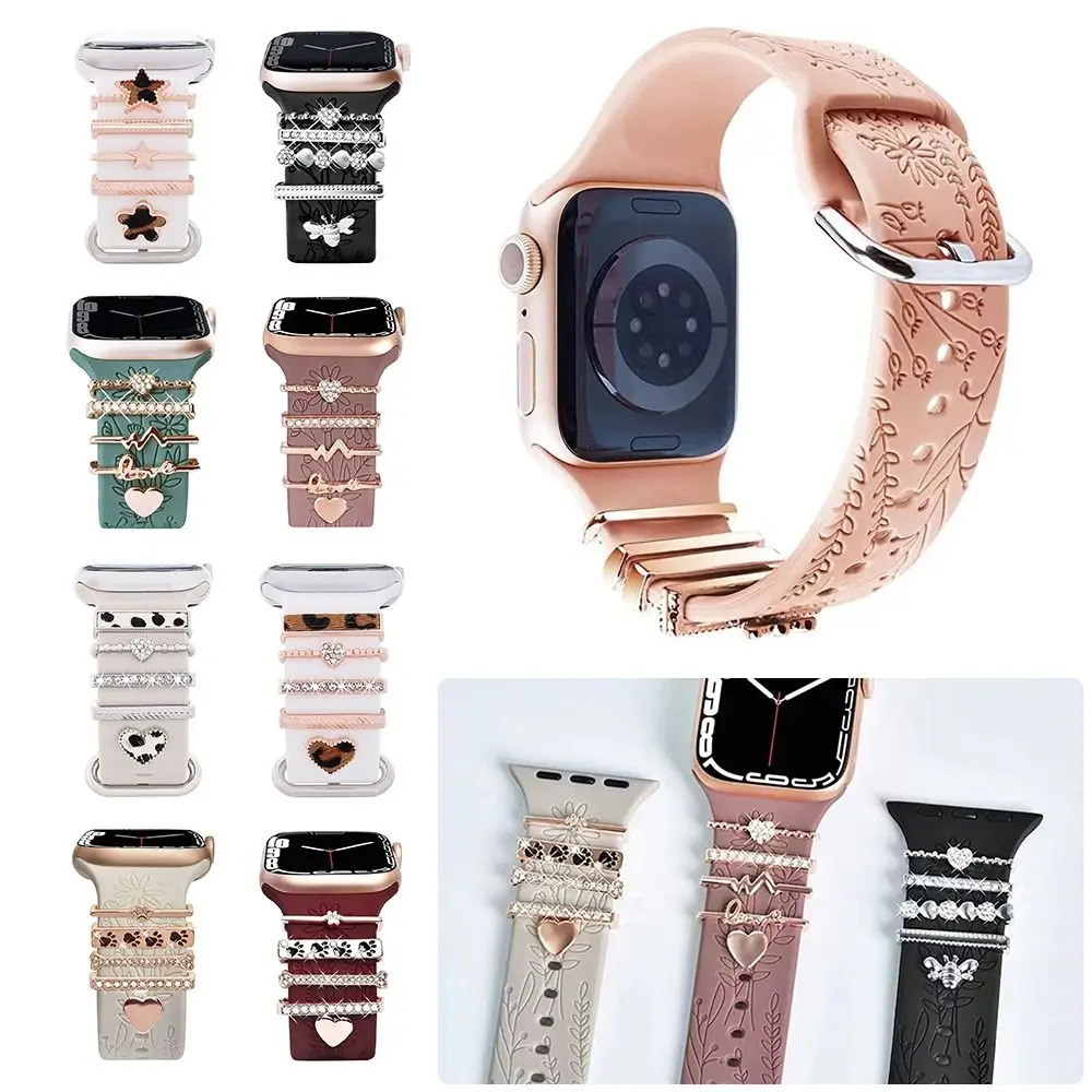 Metal Brooch Diamond Watch Band Ornament Strap Accessories Decorative Ring Wristbelt Charms