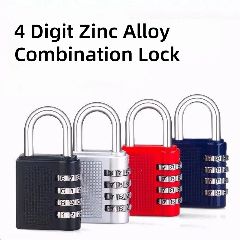 1pc 4 Digit Zinc Alloy Combination Lock Padlock Luggage Anti-theft Weatherproof Security Outdoor Gym Safely Code Door Lock Black