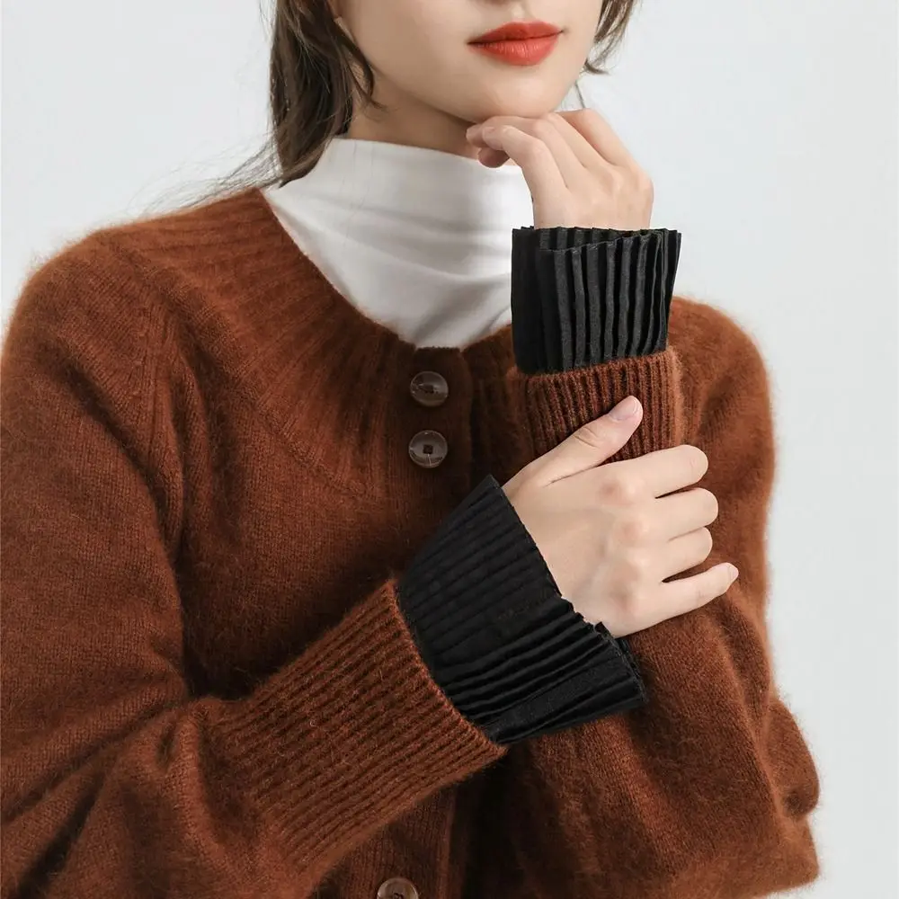 Ruffles Pleated Fake Sleeves Chiffon Ruched Fake Cuffs False Cuffs Sweater Horn Cuffs Fake Flared Sleeves Blouse Wrist Warmers