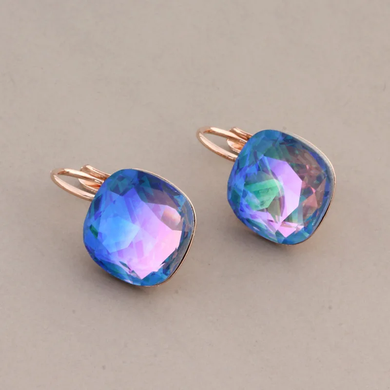 New Unique Glass Drop Earrings for Women Fashion 585 Rose Gold Color Bridal Elegant Wedding Daily Fashion Earrings 2024 Luxury