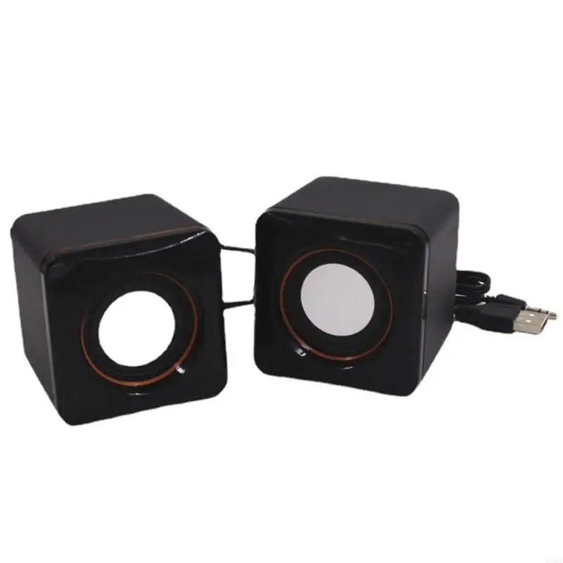 R53C USB Corded Speaker Mini Desktop Loudspeaker Subwoofer with USB Cable 3.5 Headphone Port for PC Computer Laptops