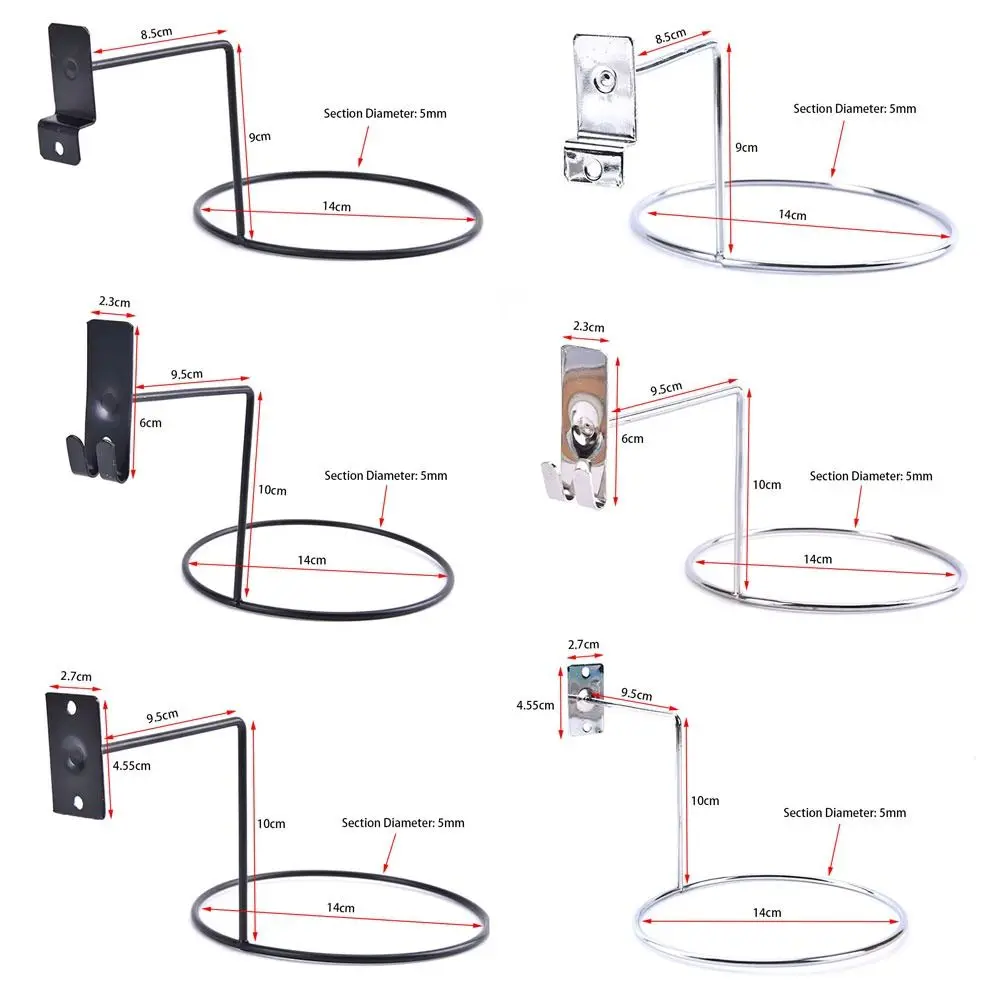 튼튼한 벽걸이 캡 거치대 랙 스탠드, 정리함 보관 디스플레이 모자 브래킷, 블랙 실버 금속 헬멧 행어, 1 개