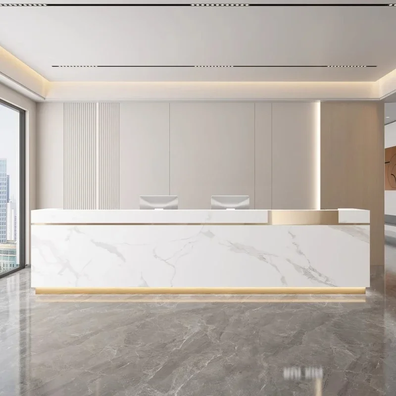 Luxe Receptietafels Hal Bureaus Winkel Receptie Stoelen Register Muur Moderne Destillatie Masa Uniek Meubilair