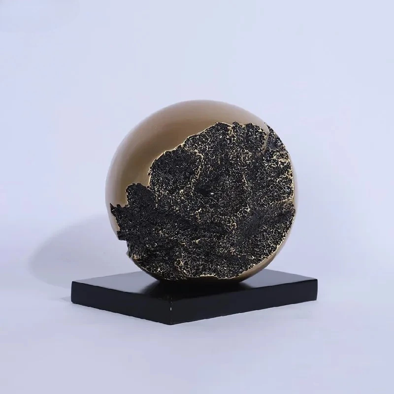 Abstract Artwork Globe Alloy Ornaments Imitation Bronze Spherical Sculpture Desk Decoration Crafts Statue Modern Home Decor