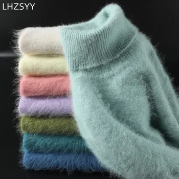 Sonbahar Kış kadın 100% saf Vizon Kaşmir Kazak Yaka Kazaklar Gevşek Örgü Üstleri Kore Vahşi Kazak Kadın Ceket Süveter